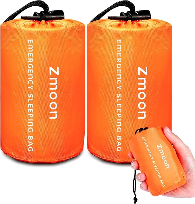 Zmoon Emergency Sleeping Bag Survival Bag, Portable Waterproof Thermal Bivy Sacks,Bivvy Bags,Camping Mylar Sleeping Bag Su...