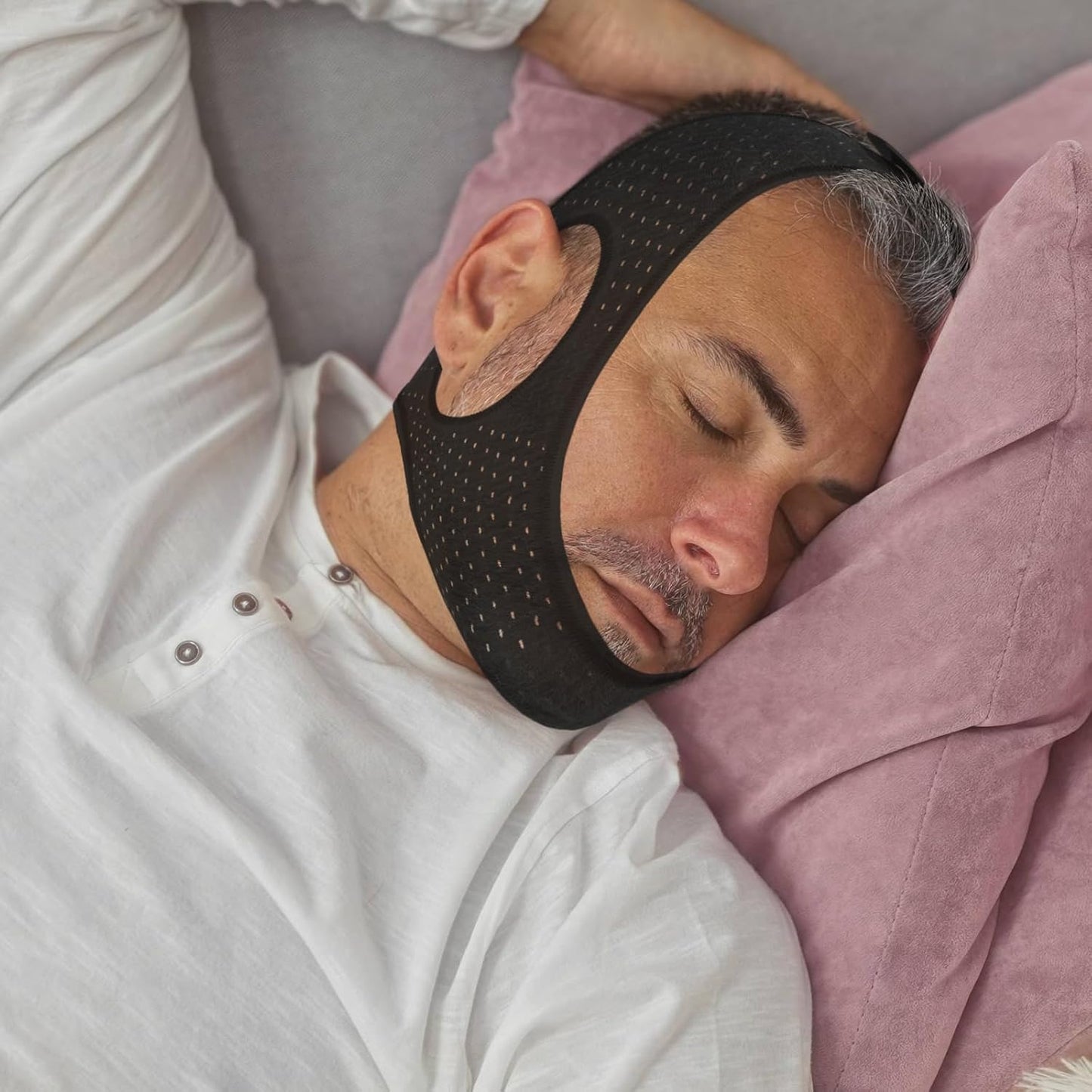 Chin Strap for Sleeping, Effective Anti Snoring Devices, Airflow Jaw Strap for Sleep Apnea Breathable and Comfortable, Adjustable Anti Snoring Chin Strap for Men and Women