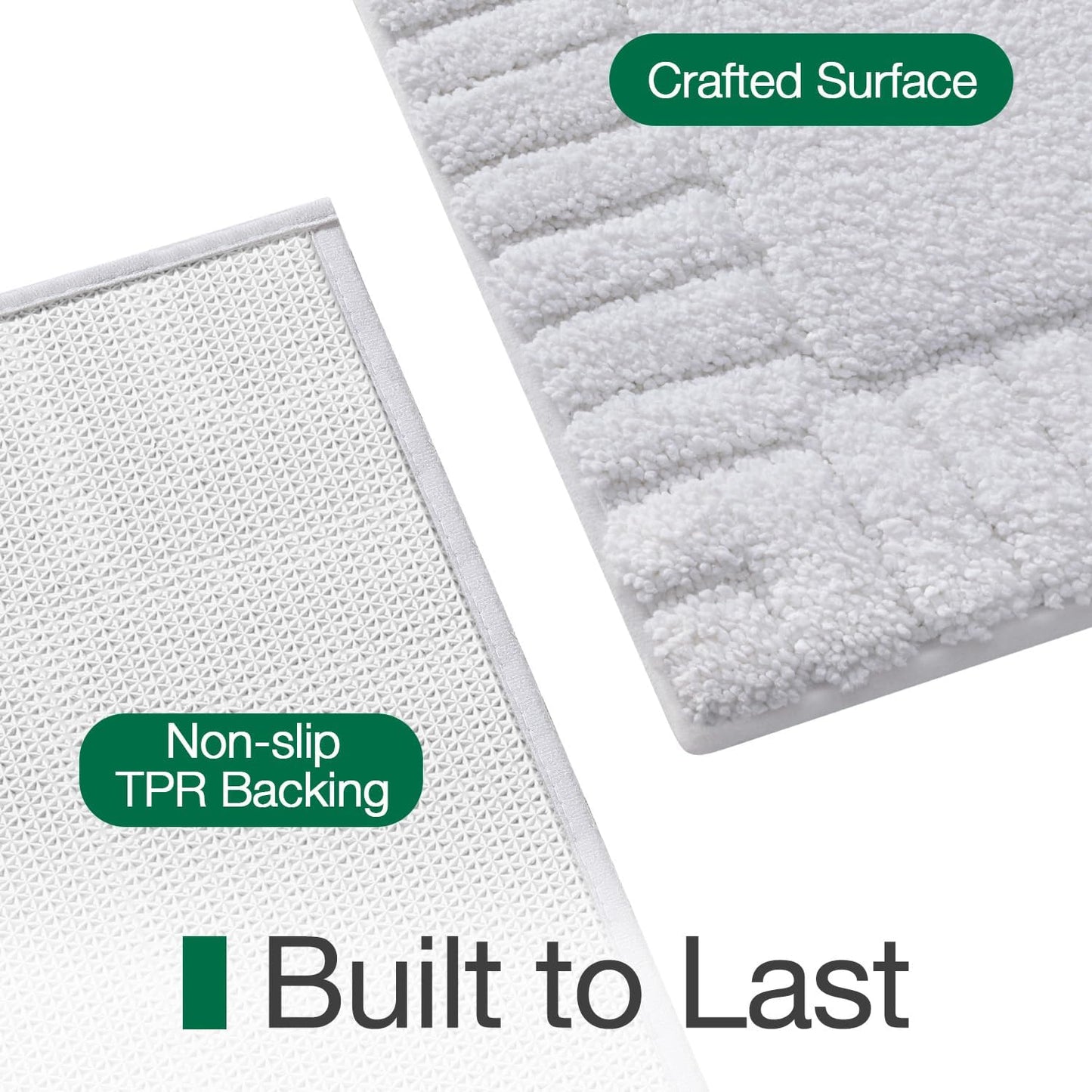 LUMI Bathroom Rugs Non Slip with Rubber Backing, Extra Soft Plush Microfiber Bath Rug Absorbent, Machine Washable Bath Mat Quick Dry for Tub, Shower, Hotel, White, 24"x36"