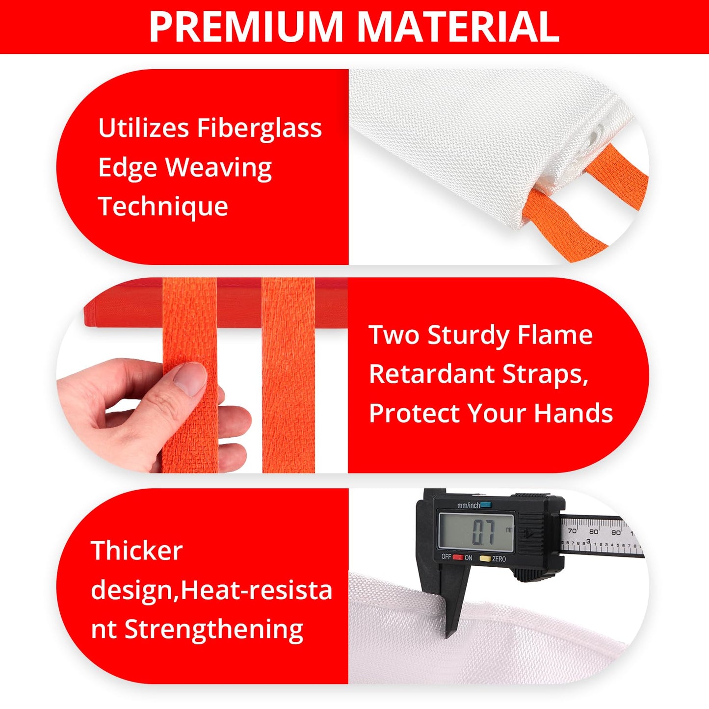 SecuCaptain Emergency Fire Blanket for Home and Kitchen - 6 Pack 40"x40" Flame Suppression Fiberglass Fire Blankets for House Camping Car Warehouse Office Emergency Survival Safety