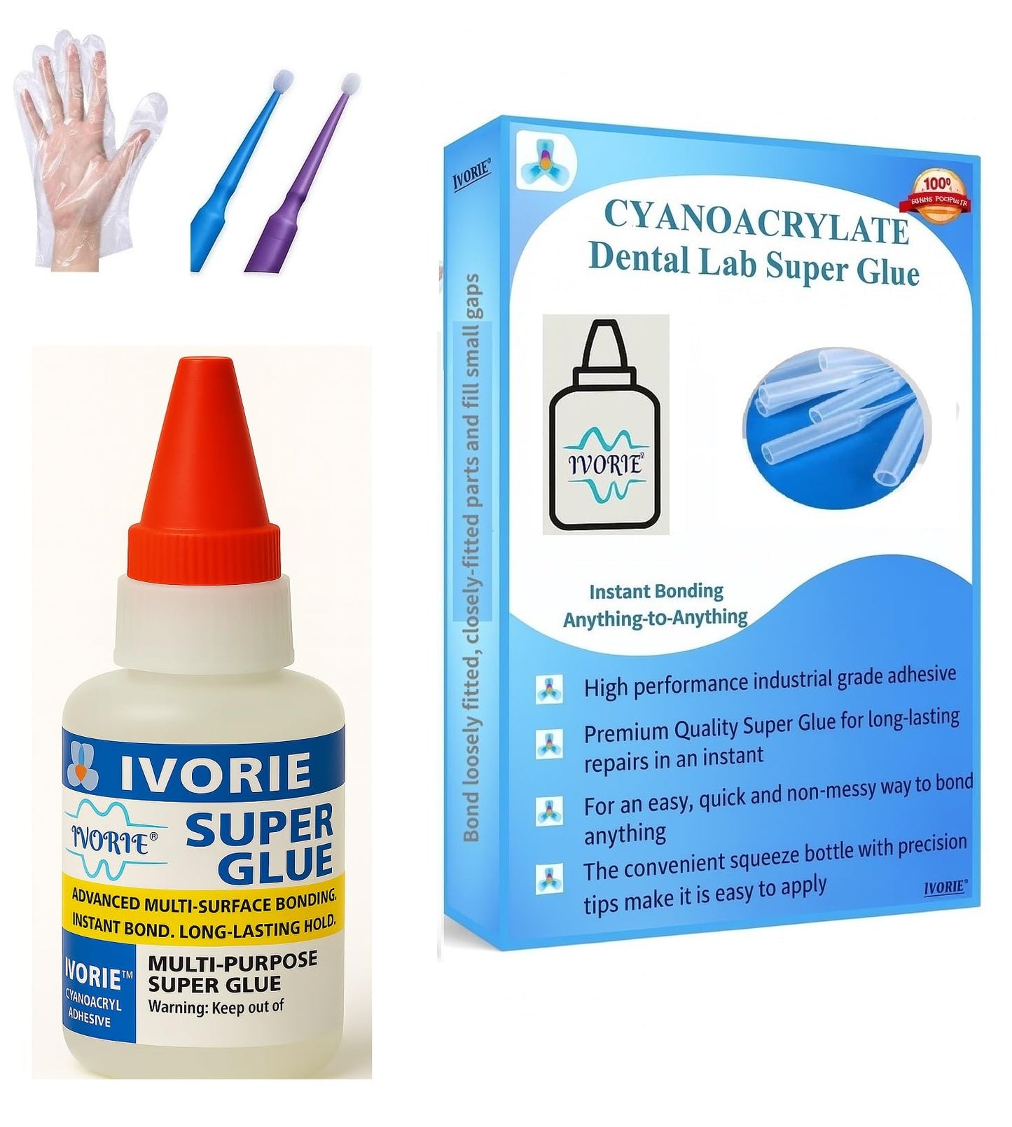 Super Glue Adhesive Instant Bonding Cyanoacrylate Acrylic - Dental Laboratory Tools (Transparent Clear Color - 20gr)
