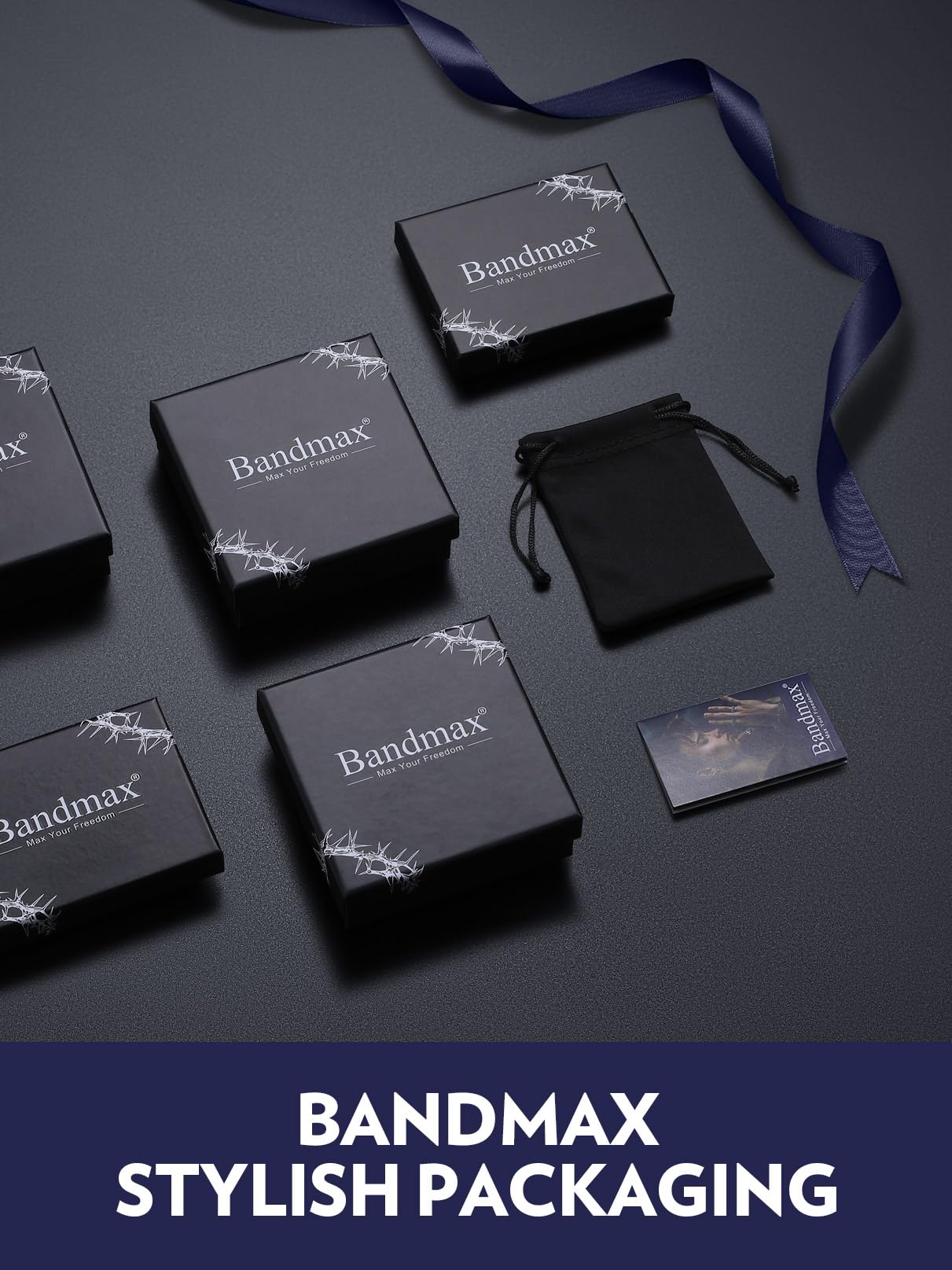 Bandmax Gift for Him BF Husband Infinity Love Knot Chain Bracelet with Love Message Card Luxury Look Mens Link Bracelets 9 Inch Ideal Gift for Valentines Day Christmas Father's Day