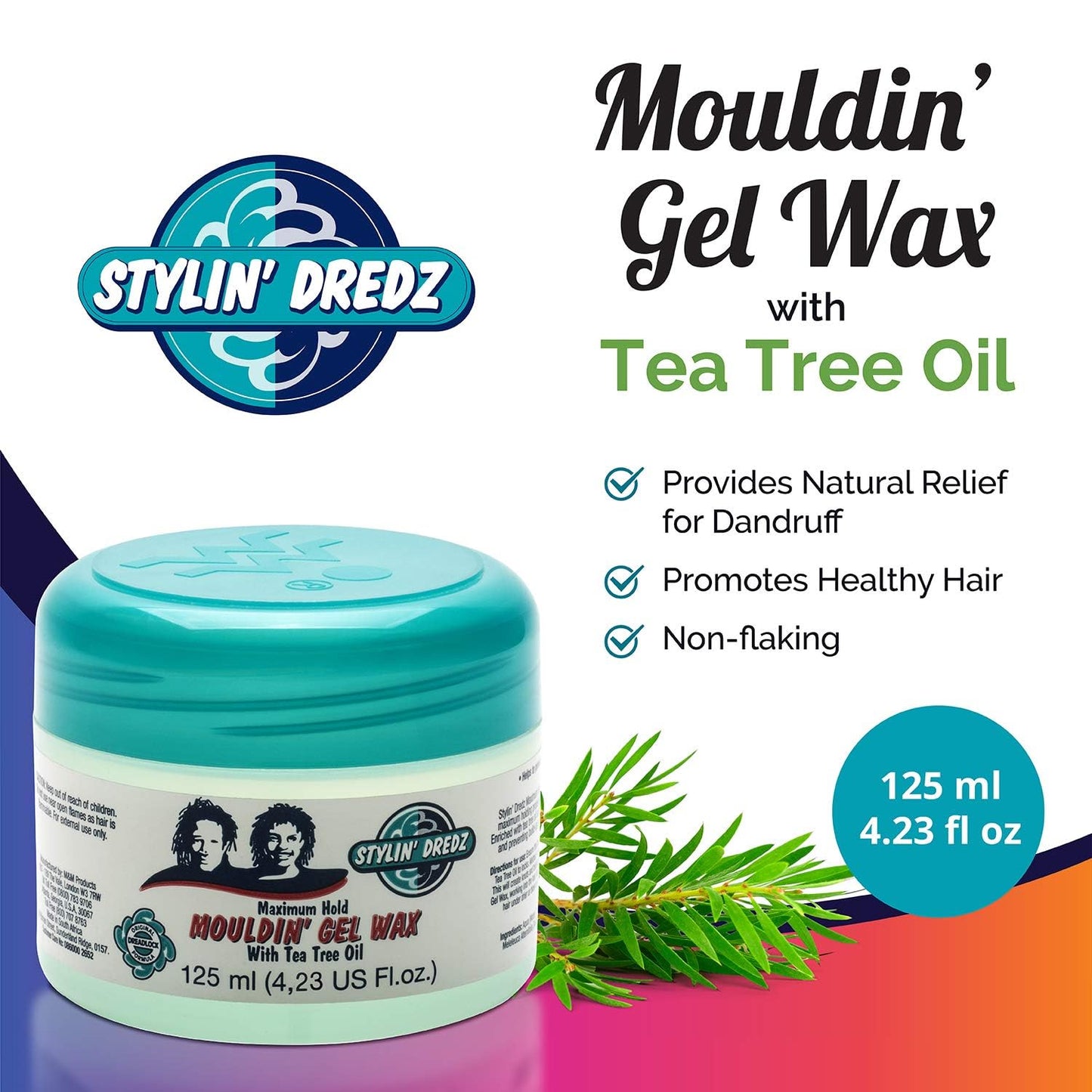 Stylin Dredz Mouldin' Gel Wax - Loc n Twist Gel - Dreadlock Gel Wax with Tea Tree Oil - 250 ml Pack of 4