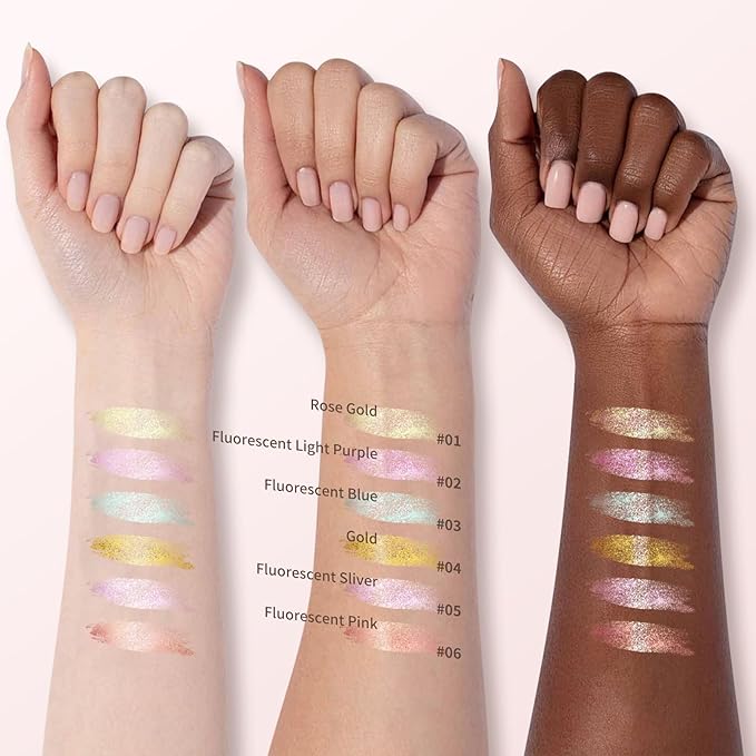 Color Nymph Glitter Liquid Highlighter Stick, Gel Cream Highlighter For Face Eye Body Chameleon Shimmer Glow Makeup Highlighters With Sponge Tip - 05# Fluorescent Sliver