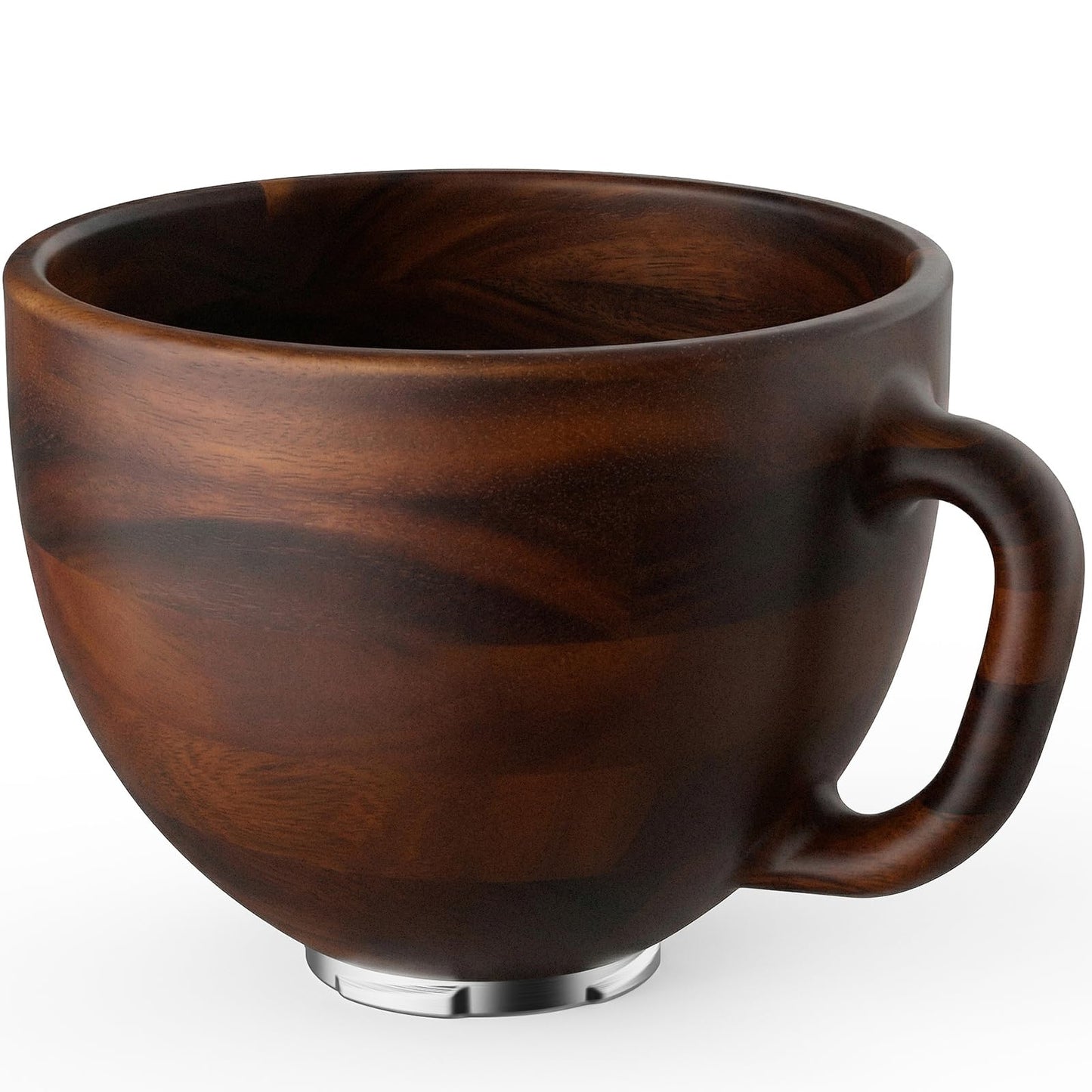 Cofun Premium Wood Mixing Bowl, Compatible with 4.5-5 Qt Tilt-Head Stand Mixers, Natural True Wooden Bowls, 5 Qt Wooden Bowl for KitchenAid with Stainless Steel Locking Base, Handle