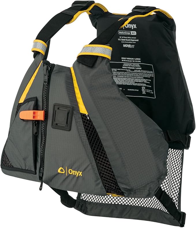Onyx U.S. Coast Guard and Transport Canada Approved MoveVent Dynamic Paddle Vest for Adults for Kayaking, Canoeing, Stand ...
