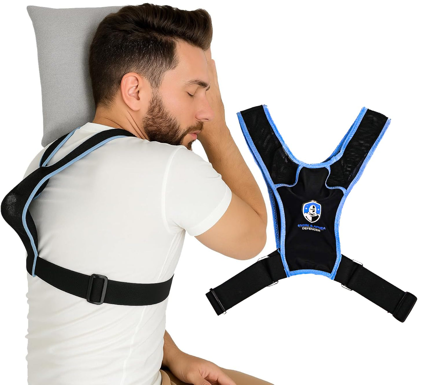 Snore & Apnea Guard - Anti Snoring Sleep Position Trainer for Sleeping On Your Side and Improving Quality of Sleep, Adjustable Sleep Positioner Vest, Prevent Back Sleeping and Promote Side Sleeping