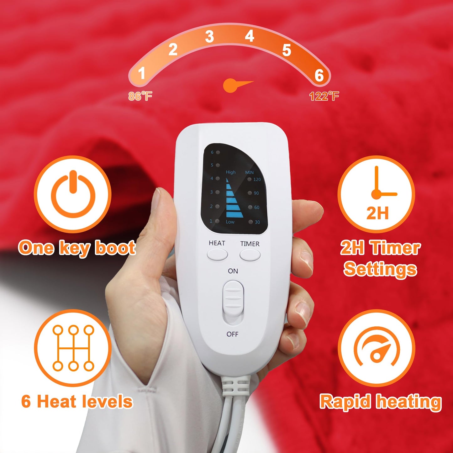 Deepsoon Heating Pad,Electric Heating Pads for Back,Neck,Abdomen,Moist Heating Pad for Shoulder,Knee,Arms,Legs,Dry/Moist Heat & Auto Shut Off,Christmas Gifts for Men and Women,Red,33x17 Inch
