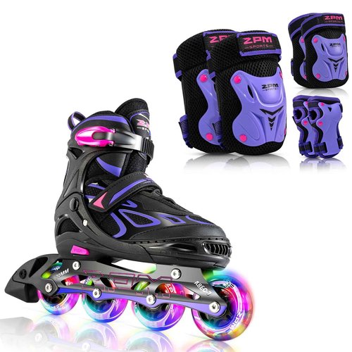 2PM SPORTS Vinal S Inline Skates & Purple S Protective Gear Set