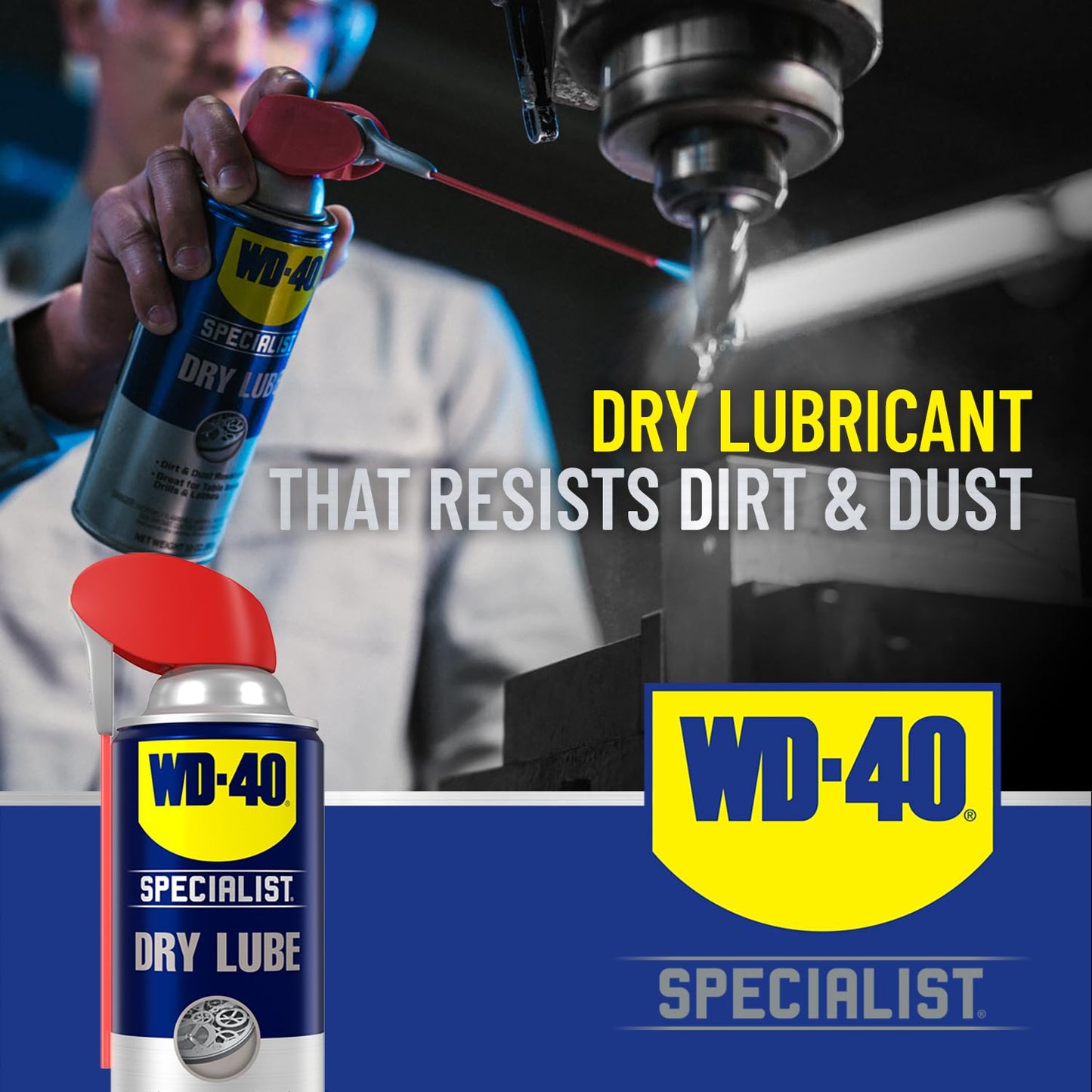 WD-40 Specialist Dry Lube with Smart Straw, Lubricant for Corrosion Protection on Table Saws, Drills and Lathes, Industrial Strength Friction-Reducing Formula, 10 Oz., Twin Pack