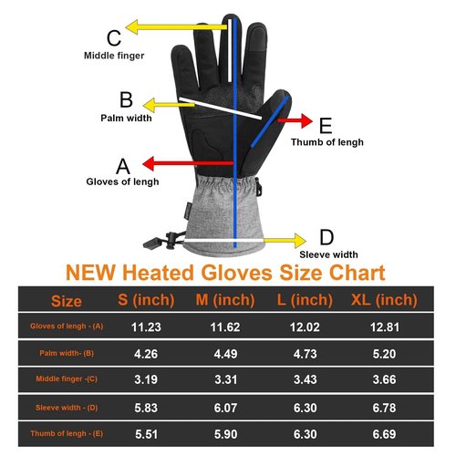 Telguua Heated Gloves for Women Men,Electric Rechargeable Heated Work Glove Ski Mitten Waterproof Touchscreen Heated Gloves (Grey, S)