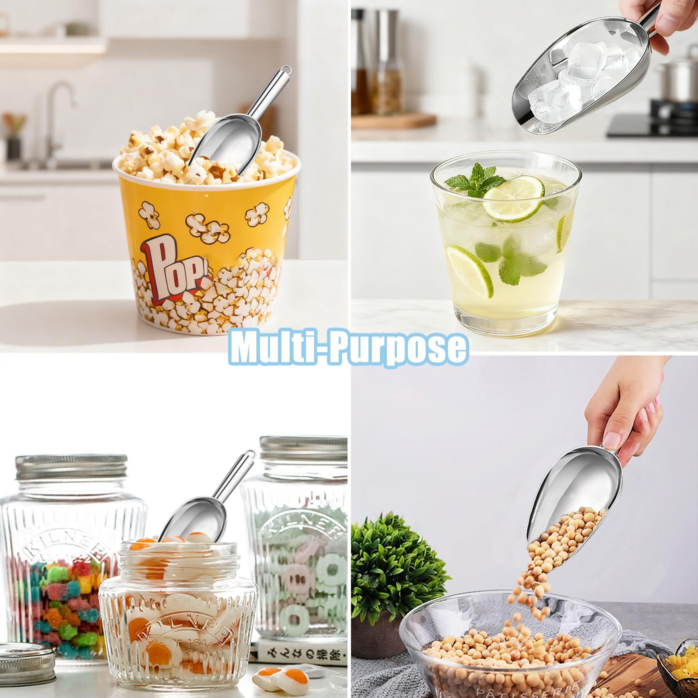 Ice Scoop for Freezer, Metal Small Ice Scooper for Ice Machine, Stainless Steel Kitchen Food Scoops for Ice Bucket Bar Party Wedding -3 oz