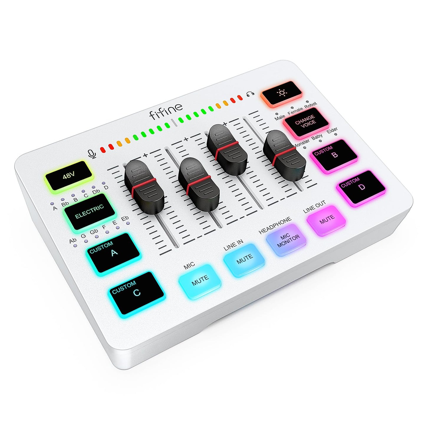 Fifine Audio Mixer, Gaming Streaming Pc Mixer With Slider Fader, Xlr Microphone Interface, Monitoring, For Video/Game Voice/Podc