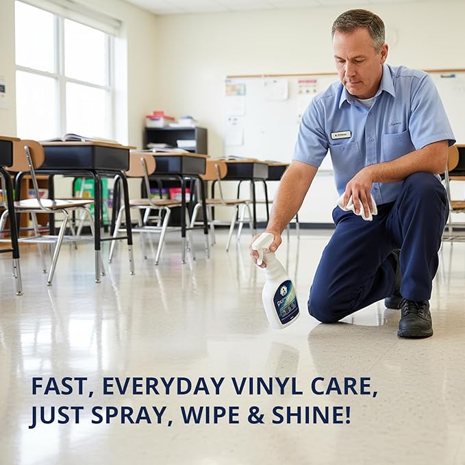 EvaClean PurVinyl Floor Cleaner - Ready to Use, 2-Pack Spray Bottles 32 FL Oz. Each, Enhances LVT & Tile Floors, Neutral pH, No Residue, For Mop or Auto Scrubber, For Hospitals, Hotels & Schools