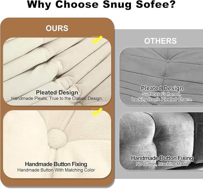 Snug Sofee Bean Bag Chair for Adults, Lazy Floor Sofa Couch - Adult Size with Soft Waterproof Fabric for Living Room, Apartments, Reading Corner, Gaming, and Movie Venue (White)