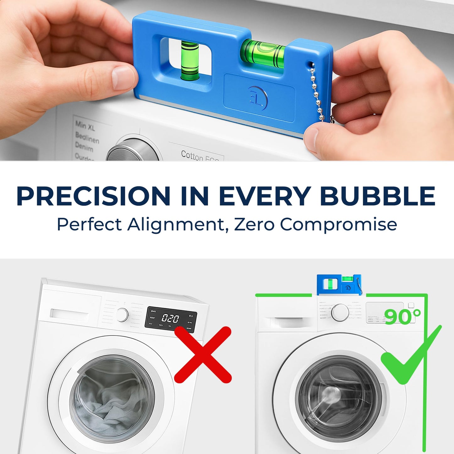 Anti Vibration Pads for Washing Machine with Tank Tread Grip | 4 Pack + Level | Fits Most Round Feet up to 1.75” | Stops Washer Dryer from Moving | Rubber Antivibration Stabilizer for Leveling Washer