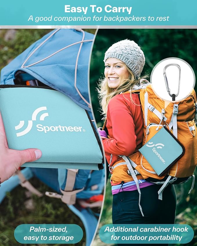 Sportneer Sitting Pad, Lightweight Waterproof Folding Seat Pad for Backpacking, 15.75'' x 15.75'' Portable Camping Seat Mat for Hiking, Picnics & Outdoor Use