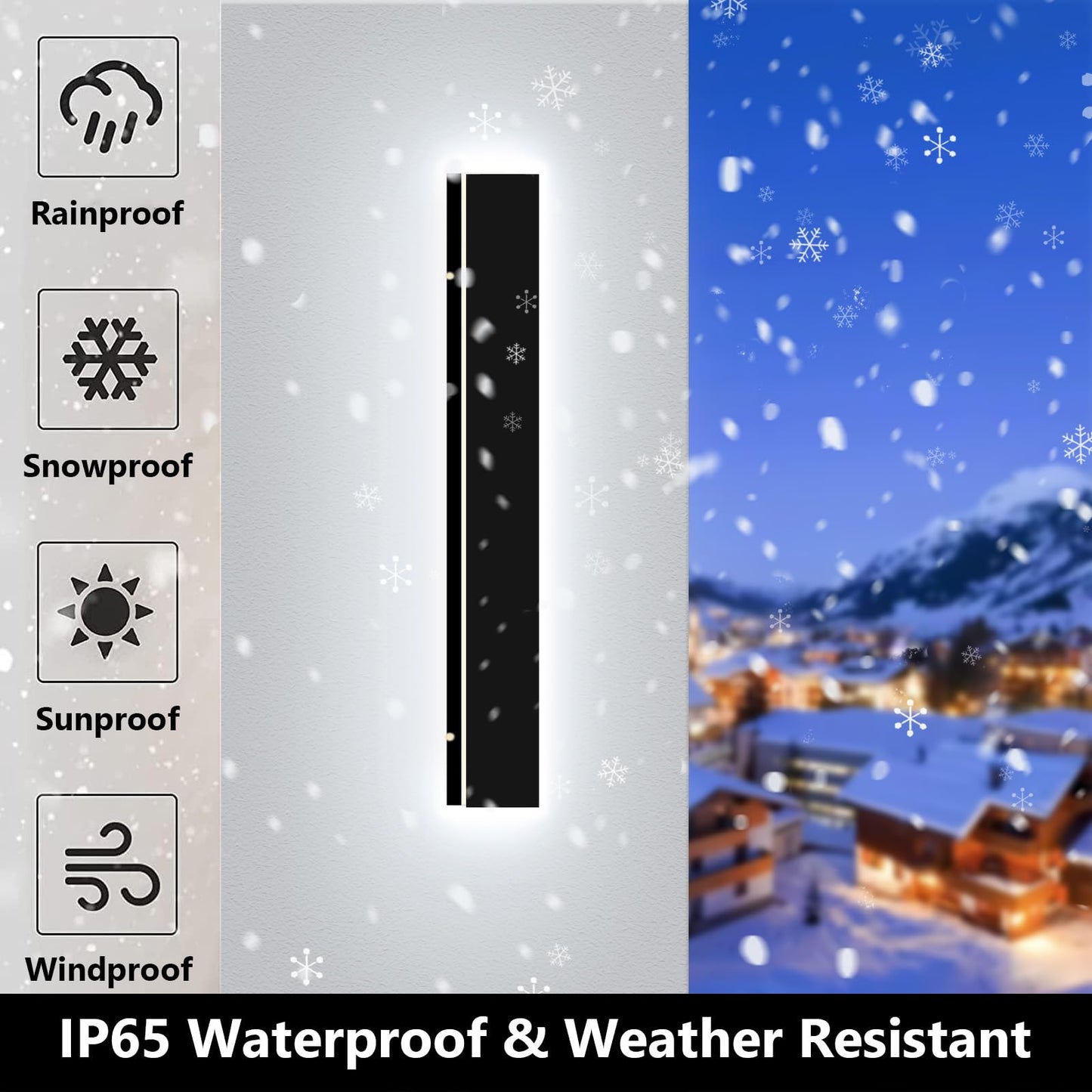 pedforn 2pcs 31in Modern Outdoor Wall Light, IP65 Waterproof Outdoor Wall Sconce, 3000K-6000K Dimmable LED Black Garage Lights, Exterior Wall Lighting, Anti-Rust Linear Long Wall Light