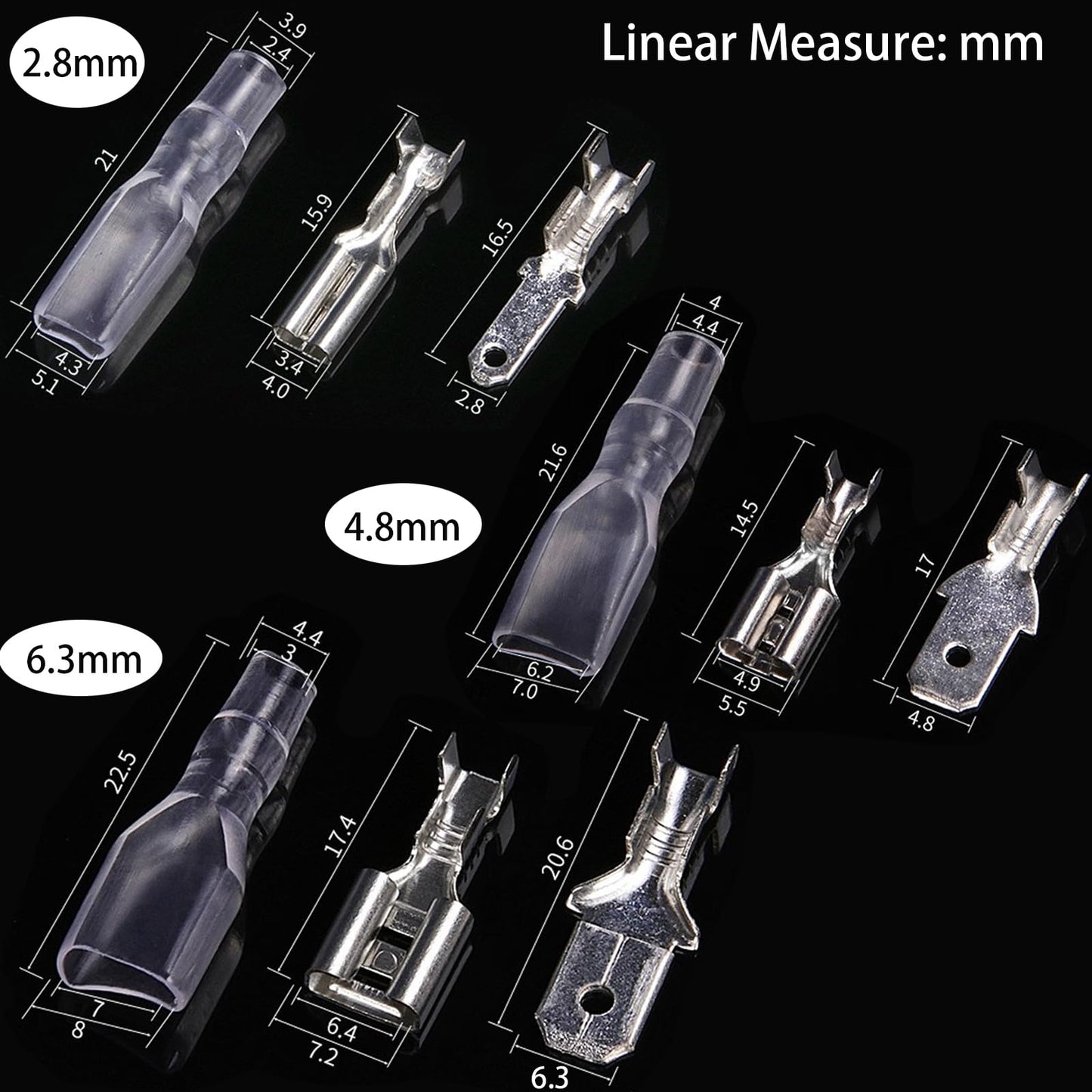 Feggizuli 540pcs 2.8mm 4.8mm 6.3mm Male and Female Spade Connectors Kit with Insulating Sleeve, Crimp Terminals Electrical Connectors, Electrical Terminals for Electrical Wiring