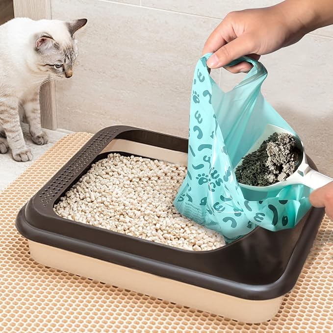 Poop Bags for Dog and Cat with Handle- 360 Counts, Unscented,Corn Starch Based Extra Thick and Guaranteed Leak Proof Dog Poop Bags and kitty litter Disposal Bags