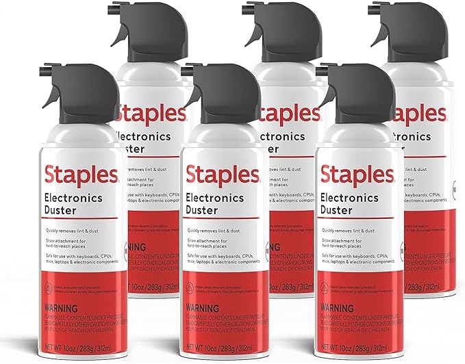 Staples Electronics Air Dusters, Canned Compressed Air Duster Cans (6 Pack)