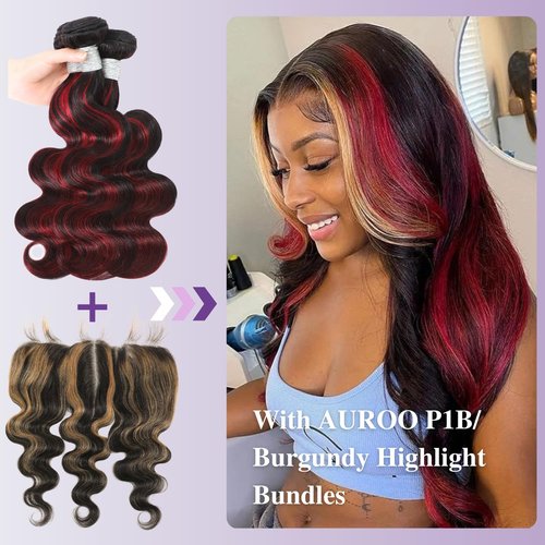 AUROO 13x6 Ombre Human Hair Frontal Only (150% Density, 18 IN), 12A Virgin Highlight Ear to Ear Lace HD Transparent Body Wave #27 Honey Blonde Skunk Stripe Frontal Pre Plucked Larger Free Deep Parting