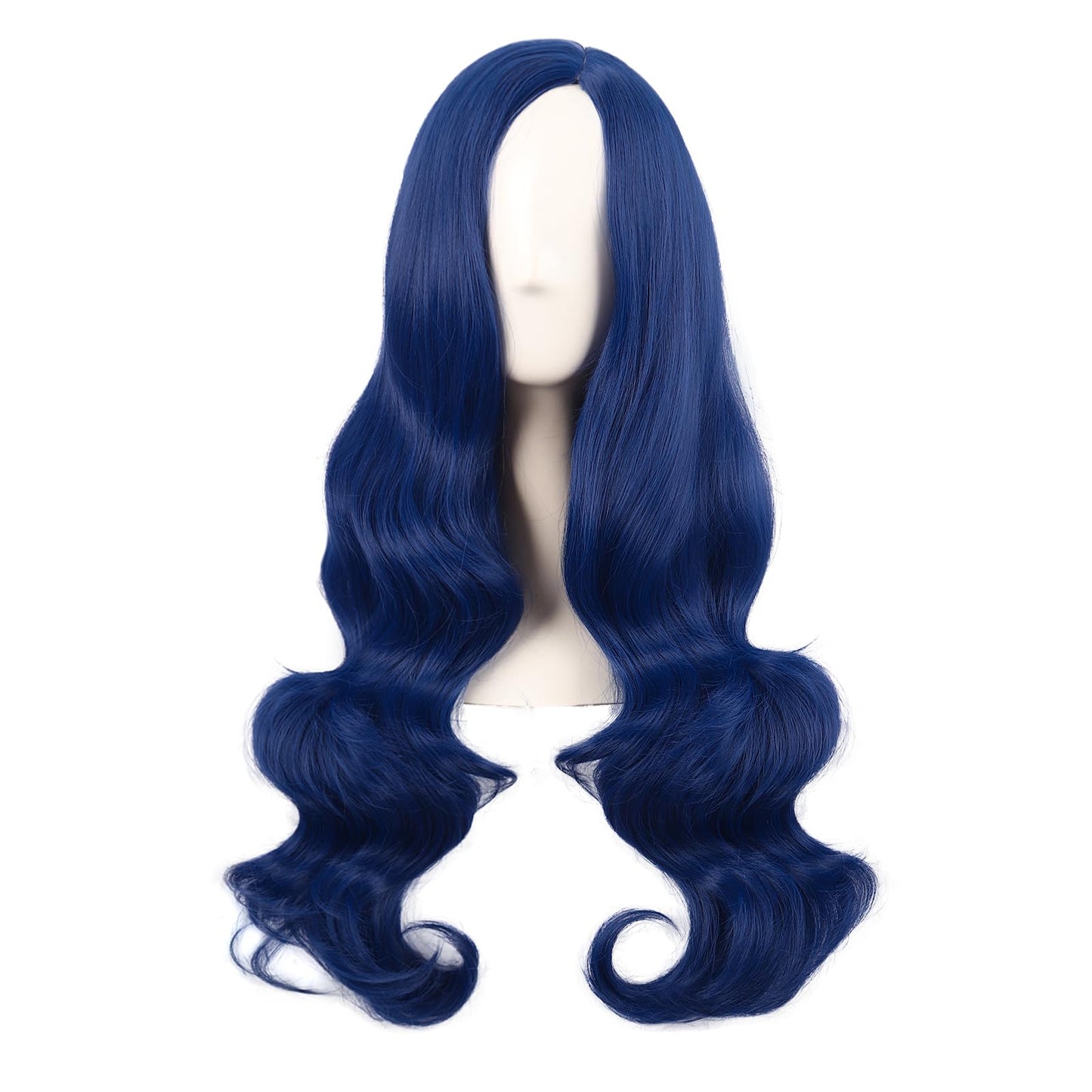 MapofBeauty 28 Inch/70 cm Cosplay Long Wavy Curly Synthetic fiber Side Bangs Anime Fashion Party Hair Wig (Mixed Blue)