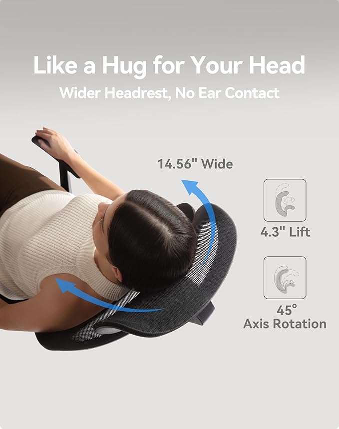 SIHOO M56C Ergonomic Office Chair, High Back Desk Chair, Lumbar Support, Swivel Computer Task Chair with Adjustable Headrest, Tilt Function,Black