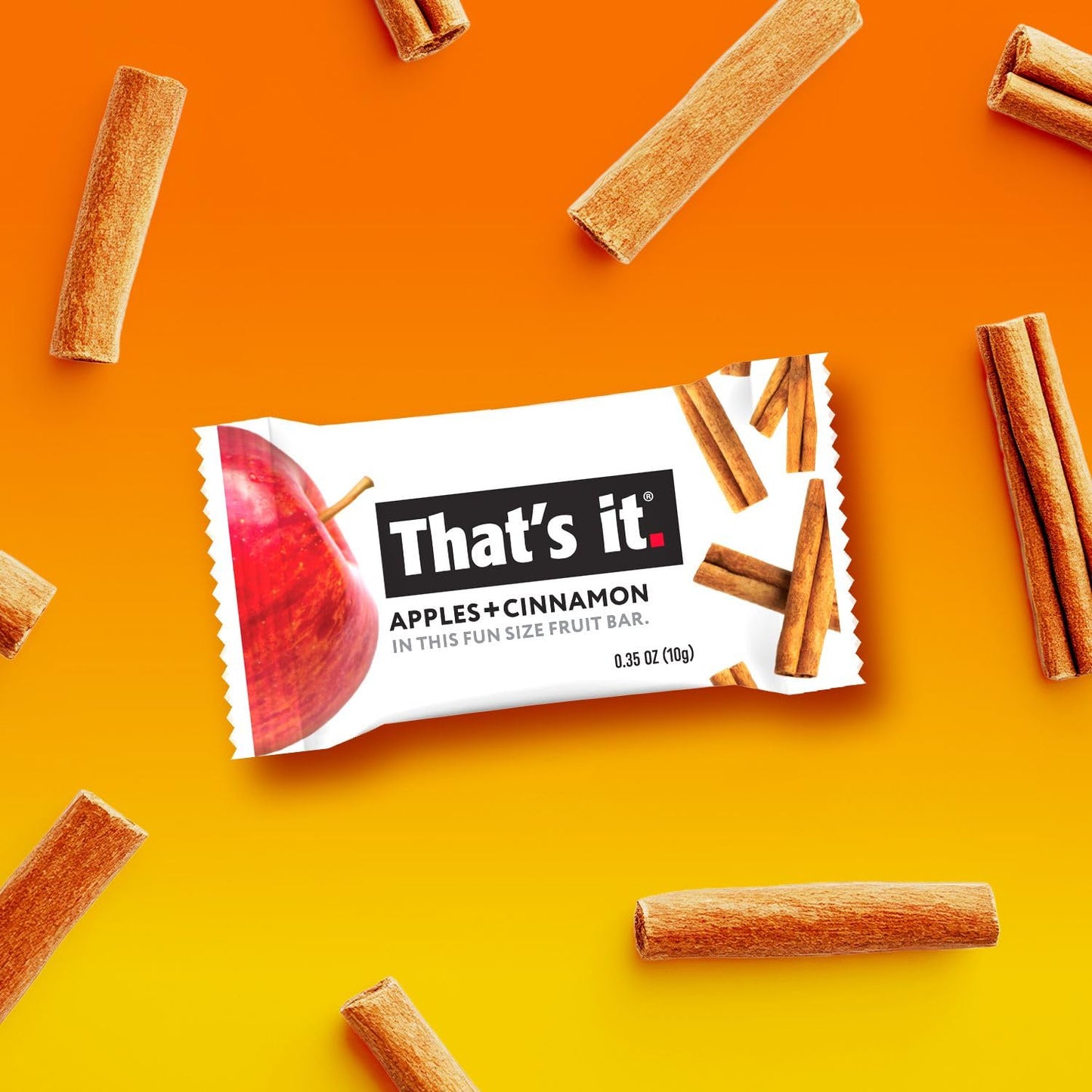 That’s it. Fun Size Fruit Bars Variety Pack - Apple + Cherry & Apple + Cinnamon (50 Pieces, 10g Each), Non-GMO, Kosher, Gluten Free, Breakfast Snacks, Allergy Friendly