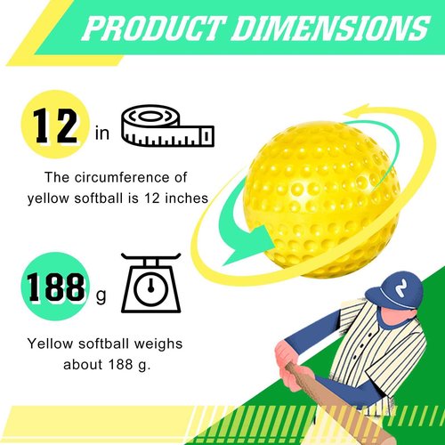 Deekin 24 PCS Pitching Machine Softballs, Dimpled Softballs, Practice Foam Sport Pitching Machine Game Ball for Indoor Outdoor Practice, 2 Dozen(12 Inch,Yellow)