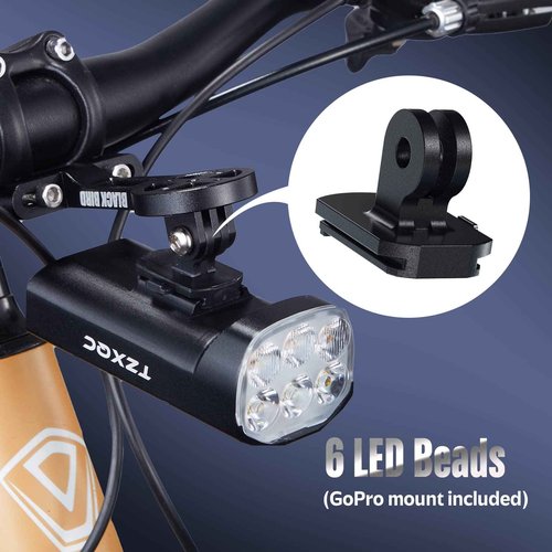 Bright 2000 Lumen Bicycle Headlight & Rear Taillight Set - Powerful 6 Bead LED Projects 888ft, 60hr 10,000mA Battery Charges Phone, Rugged Aluminum Alloy, Lightweight, Waterproof