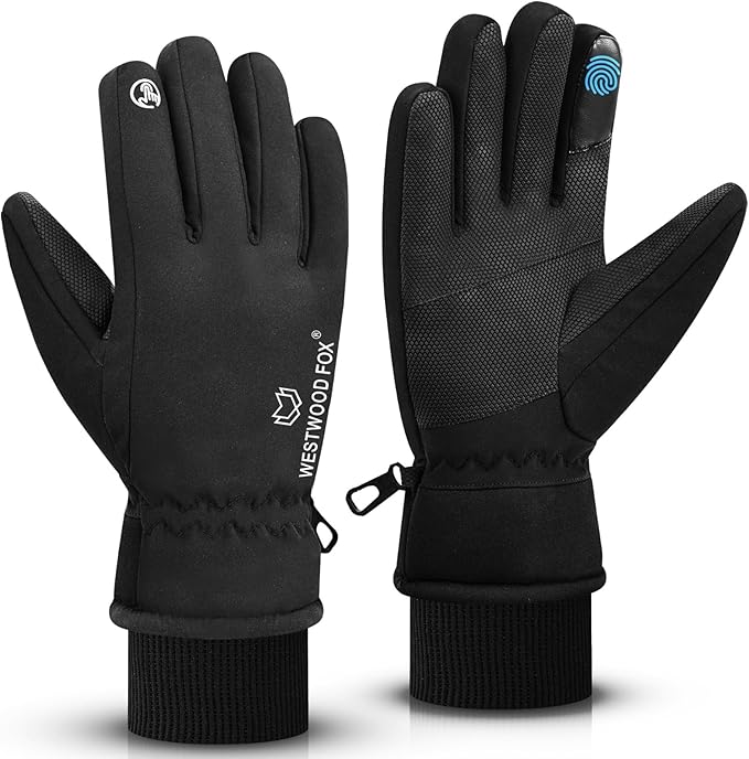 WESTWOOD FOX Waterproof Winter Gloves for Men & Women,Windproof, Warm Ski Gloves, Touchscreen, Anti-Slip Grip Gloves for C...