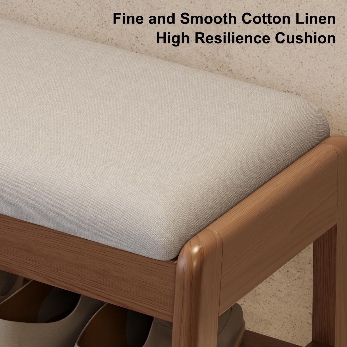 AQIMUELE Shoe Rack Bench with Cushion, 2 Tiers Shoe Bench with Flip-Top Storage,Wood Shoe Rack for Entryway,Hallway（Walnut,39.3"）