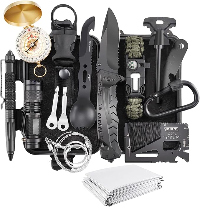 Gifts for Men Christmas Survival Kits, 16 Pcs Survival Gear and Equipment, Christmas Stocking Stuffers for Camping Outdoor...