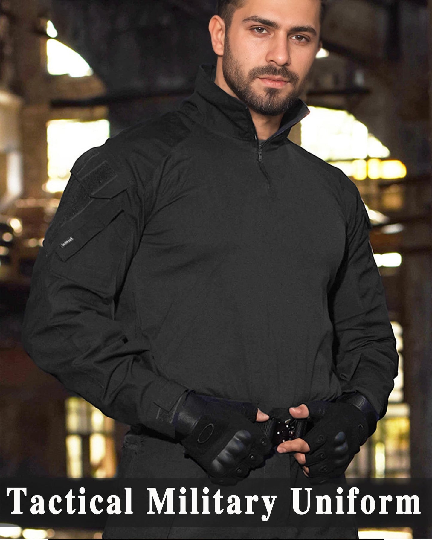 YKS JOOB Mens G3 Combat Uniform Set Tactical Combat Shirt and Pants Suit Hunting Paintball Airsoft Apparel Black S
