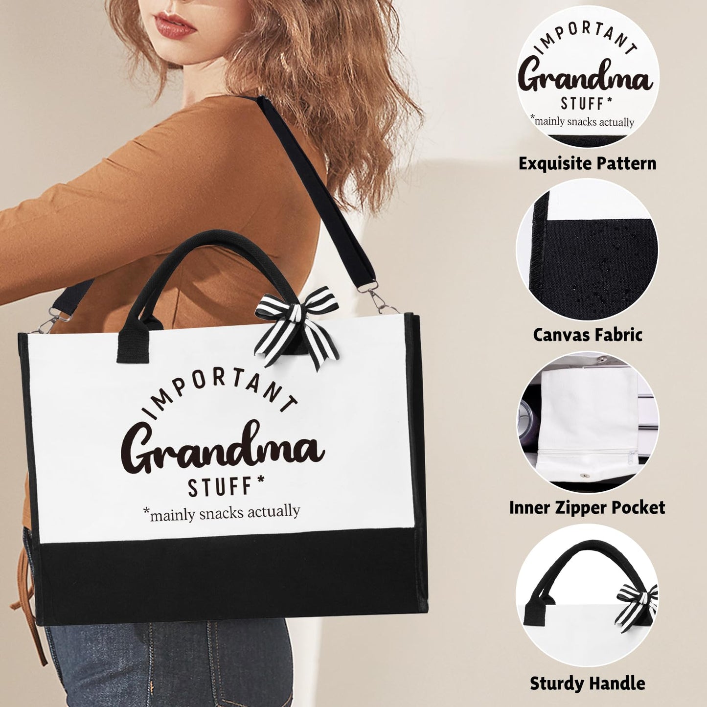 iAOVUEBY Mothers Day Gifts for Grandma, Birthday Gifts for Grandma, 16 Oz Glass Cup Tote Bag Makeup Bag Gift Basket from Granddaughter Grandson, Christmas Thanksgiving Ideas for Grandmother