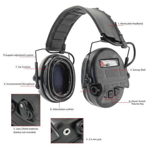 TACGZGJSM TAC200PRO Electronic Noise Canceling Headphones with Gel Earpads,Ear Protection for Airsoft,Hunting, Shooting(Black)