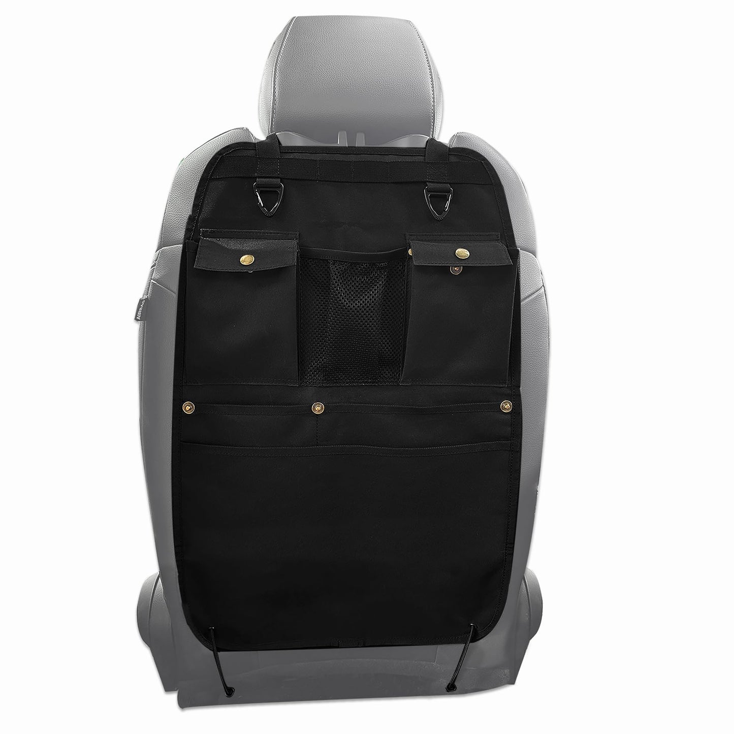 BEATUNEE Black Car Seat Back Organizer with Multiple Pockets and Hooks