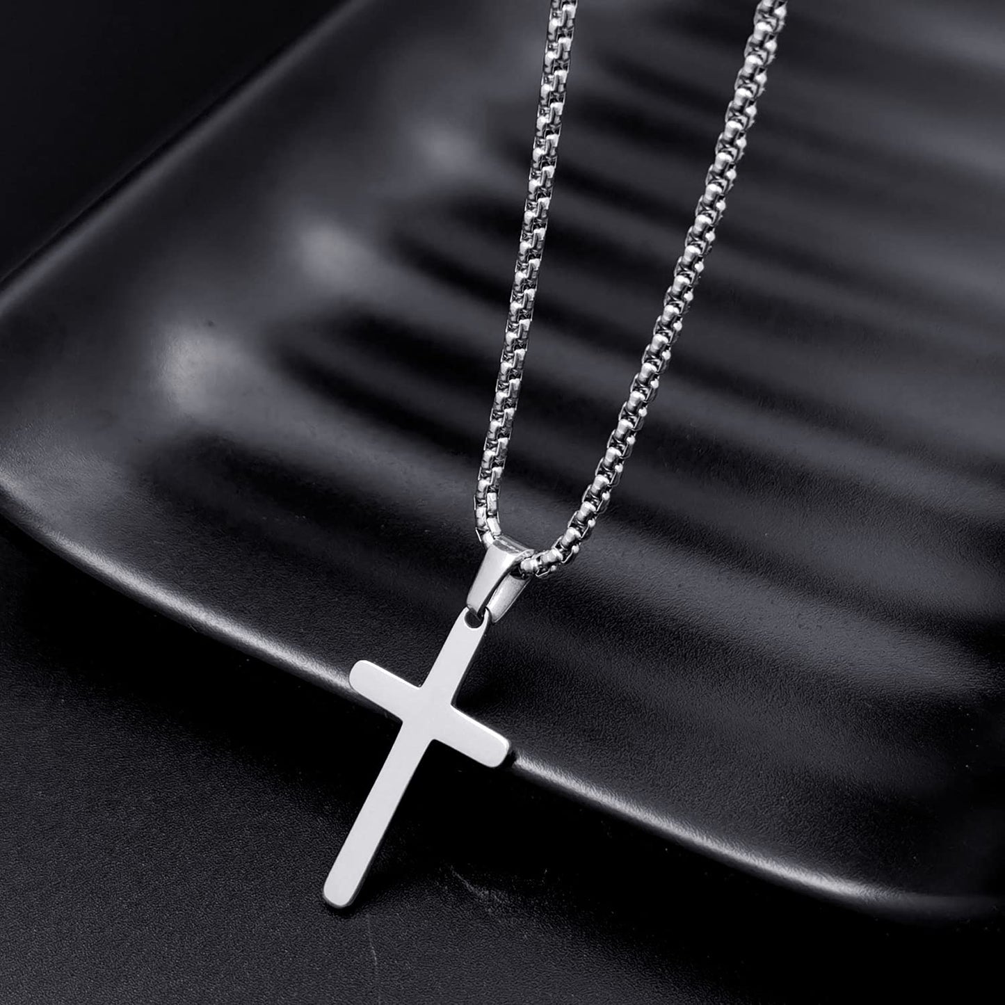 XOYOYZU Tiny Cross Pendant Necklace for Women Simple Cross Necklaces Mothers Day Birthday Gifts for Women (Silver CZ cross)