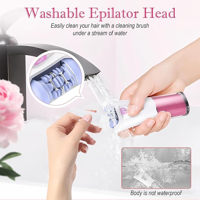 Skin Epilator, 2025 New Skin Hair Remover for Face, Facial Hair Removal for Women with LED Light, Cordless Epilators Hair Removal for Facial, Arms, Legs and Bikini (Pink)