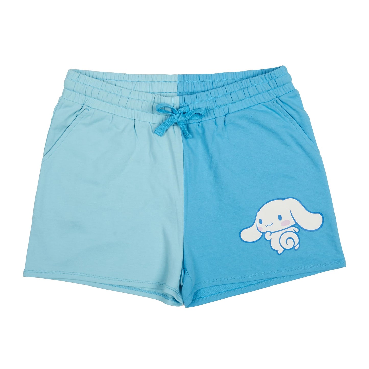 Cinnamoroll Character Art Women's Blue Contrast Sweat Shorts-Large