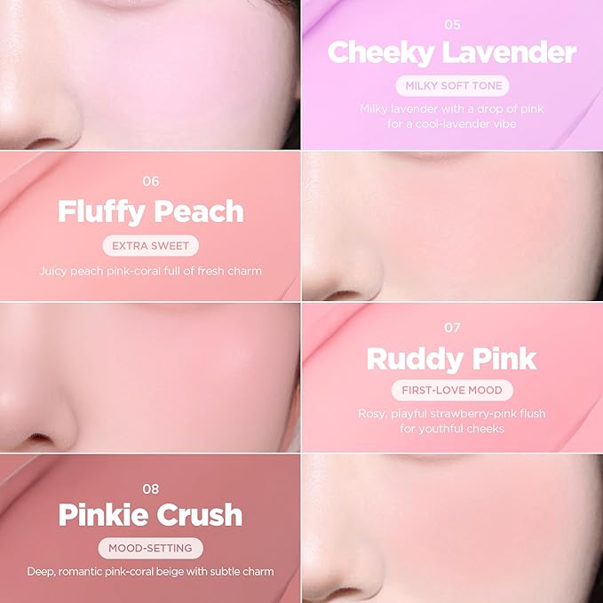 lilybyred Luv Beam Cheek Balm | Heart-Shaped Korean Cream Blush, Semi-Matte Finish, Long-Lasting, Blendable & Buildable, Soft Creamy Texture, Lightweight, Natural Flush, 0.12 oz. (10 Grape Pink)