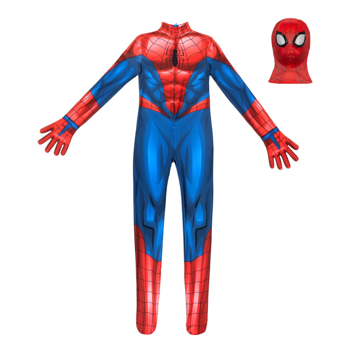 Marvel Spider-Man Official Youth Deluxe Zentai Costume - Deluxe Two-Way Stretch Spandex with Invisible Zippers and Wrist Openings for Added Convenience Multi