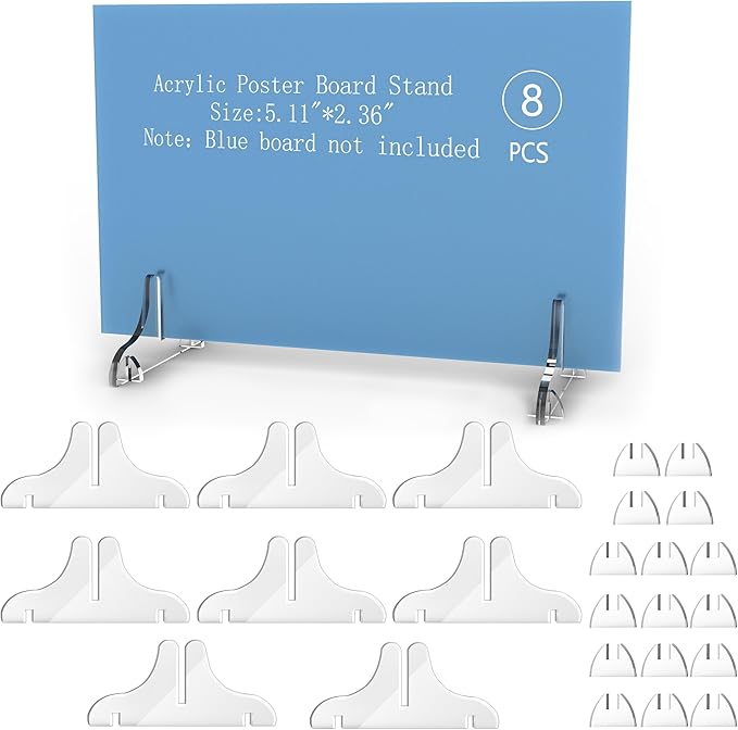 Acrylic Poster Board Stand Holder,8 Pcs Foam Board Stands For Display Table Top Sign Menu,Double-Sided Desktop Flyer Holde...