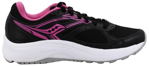 Saucony Women's Cohesion 14 Road Running Shoe, Black/Pink/Yellow, 10
