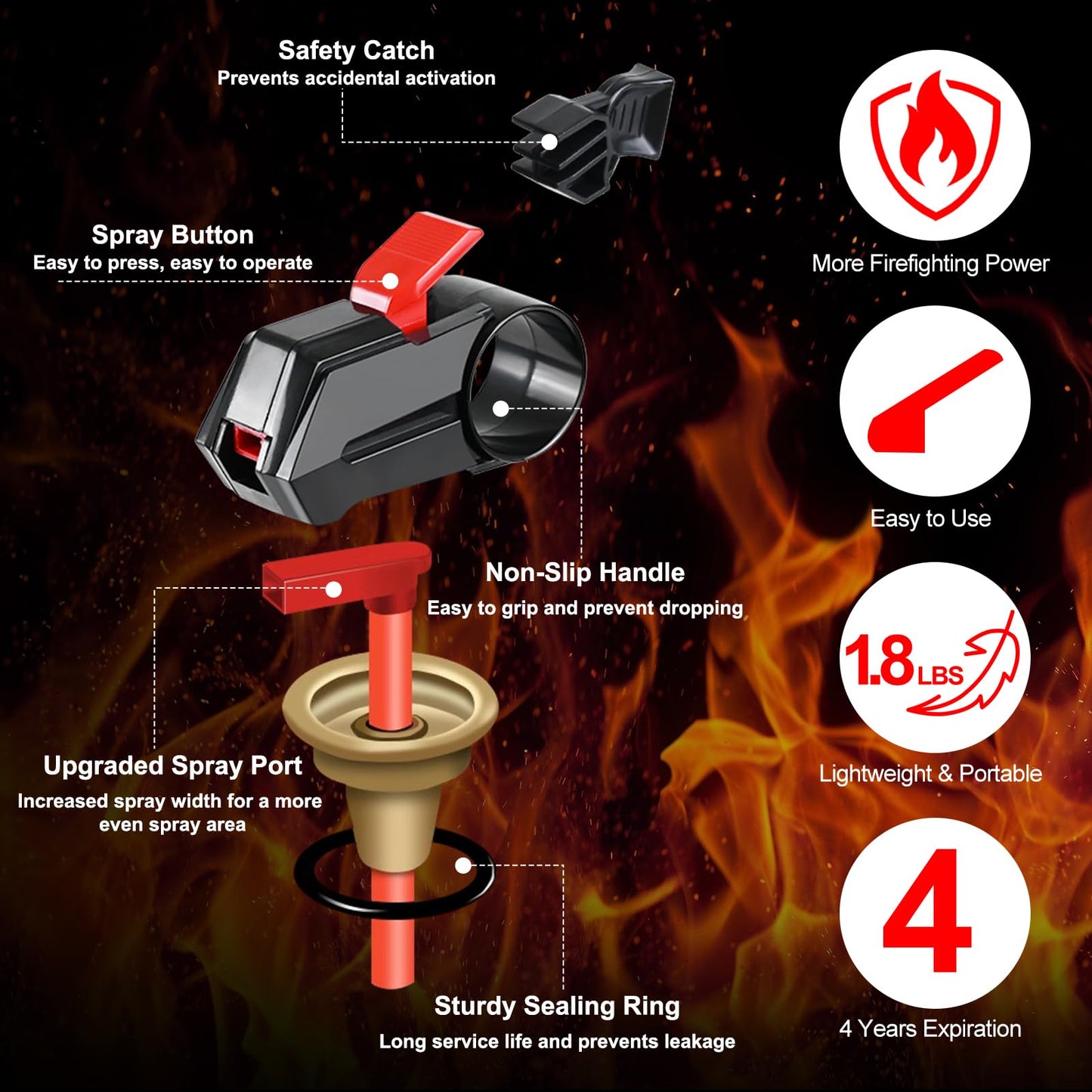 Dry Stop Fire Extinguisher Spray - 4 Pack Portable Fire Extinguisher with Mount for Boat Vehicle Home Car Garage Kitchen, 600g Dry Powder Fire Extinguishers for Electrical Grease Battery Fires & More