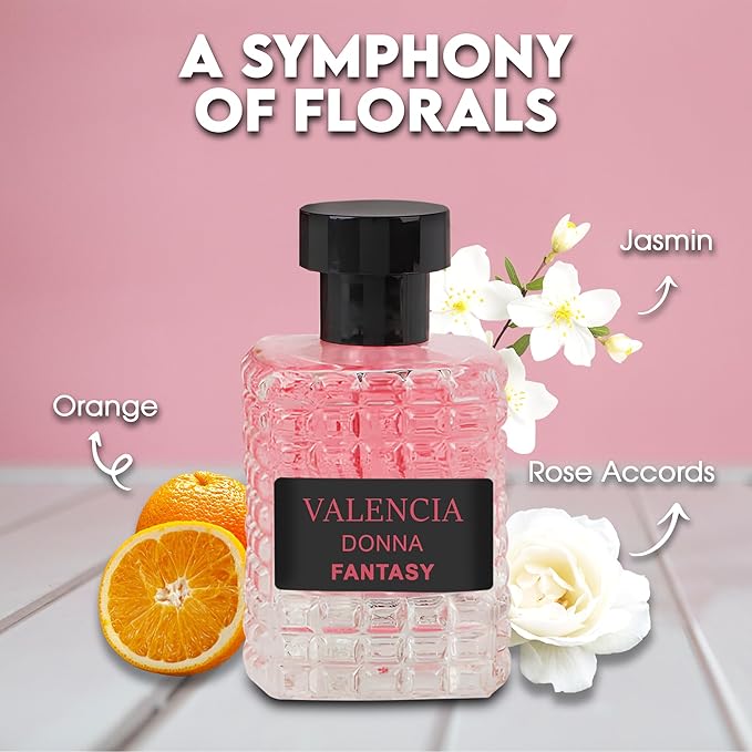4-Piece Women's Perfume Set with 10ml Rollerball, EDP Collection, Variety of Fragrances,Long Lasting Fragrance (OLYMPIADA/Valencia Donna Fantasy/ROMANCE FOR WOMEN/Flower rose-White)