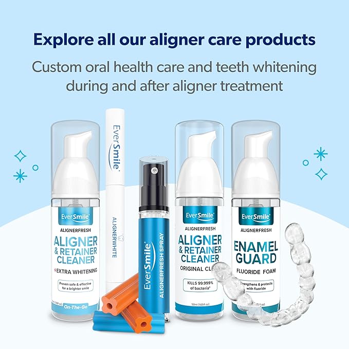 EverSmile AlignerFresh Original Clean Foam – Cleaner Compatible w/Invisalign and All Clear Aligners & Retainers – Eliminates Bacteria, Whitens Teeth, Fights Bad Breath – 25ml (2 Pack)