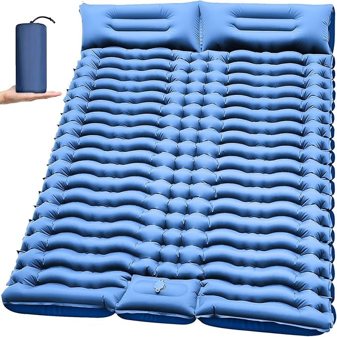 FUN PAC Camping Sleeping Pad, Ultralight Camping Mat with Pillow, Built-in Foot Pump Inflatable Sleeping Pads Compact for ...