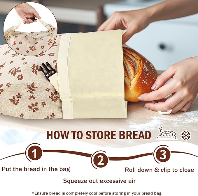 2 Pack Reusable Beeswax Bread Bags, Bags for Homemade Bread,Cotton Beeswax Bag to Keep Fresh,Sourdough Bread Bags
